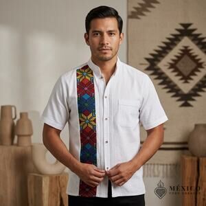 White Traditional Mexican Embroidered Short Sleeve Shirt – Artisan Cultural  LG